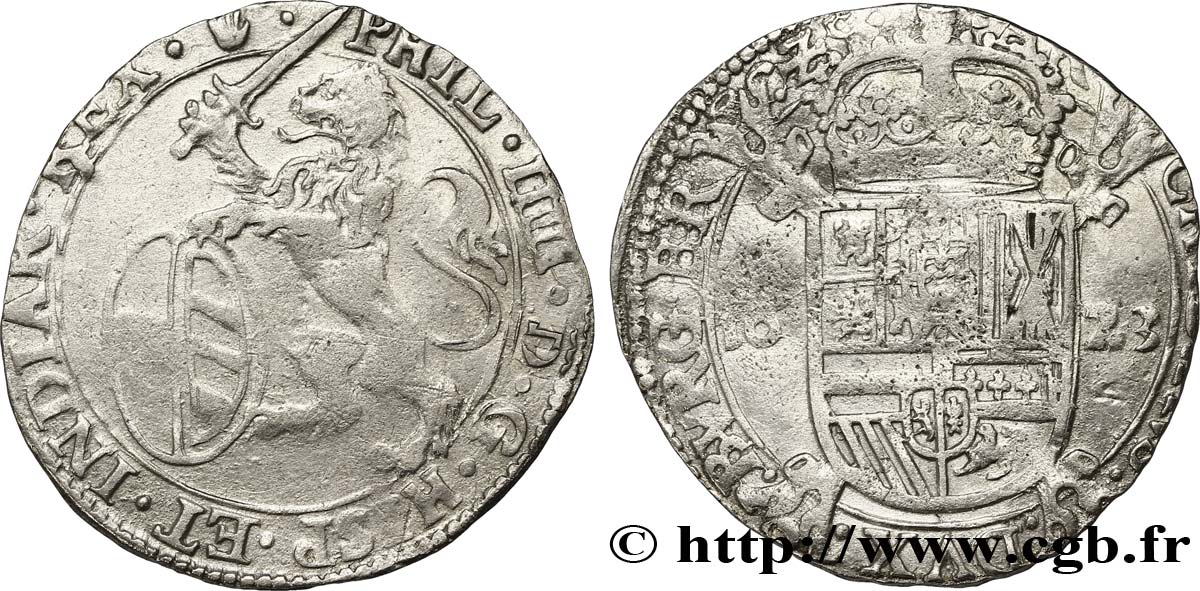 PAYS-BAS ESPAGNOLS - COMTÉ DE FLANDRE - PHILIPPE IV Escalin 1623 Anvers q.BB