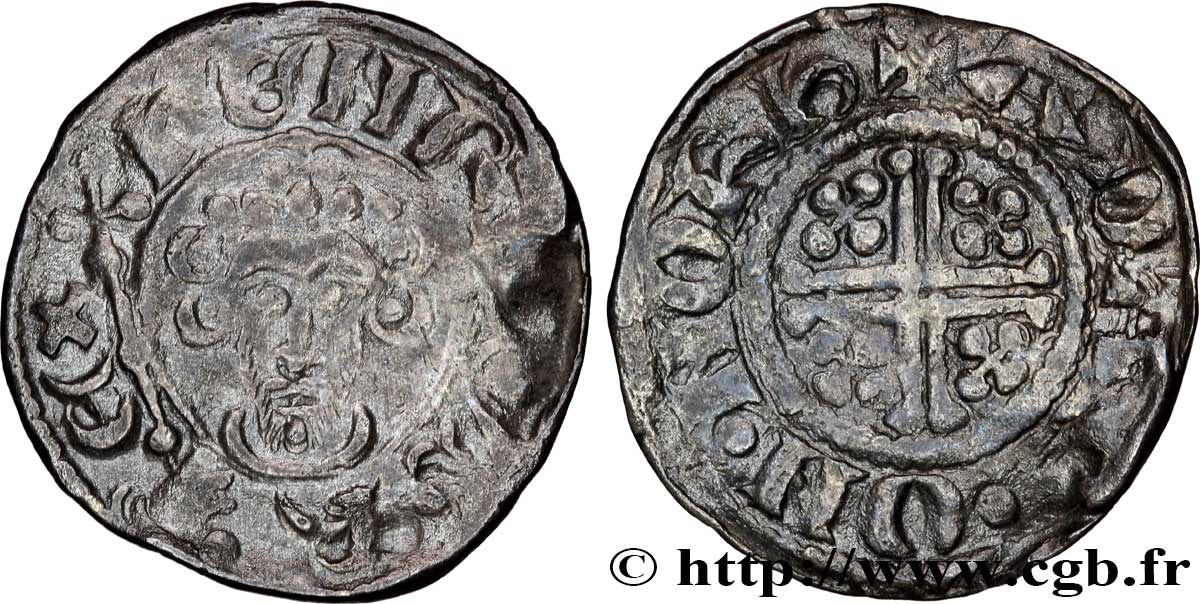 ANGLETERRE - JEAN SANS TERRE - MONNAYAGE AU NOM D HENRI II Denier ou Penny, short cross coinage n.d. Northampton q.BB