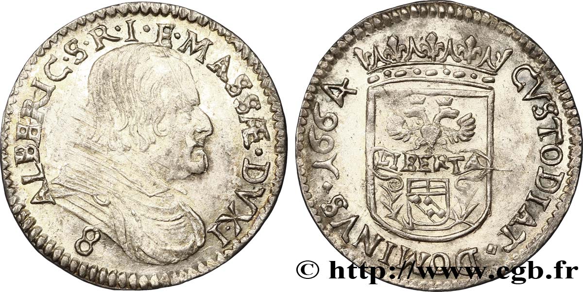 ITALIE - DUCHÉ DE MASSA ET CARRARE - ALBERICO II CYBO-MALASPINA 8 BOLOGNINI 1664  MBC+
