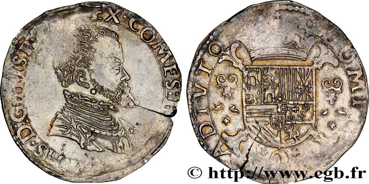 PAYS-BAS ESPAGNOLS - COMTÉ DE FLANDRE - PHILIPPE II D ESPAGNE Cinquième d écu Philippe 1567  S