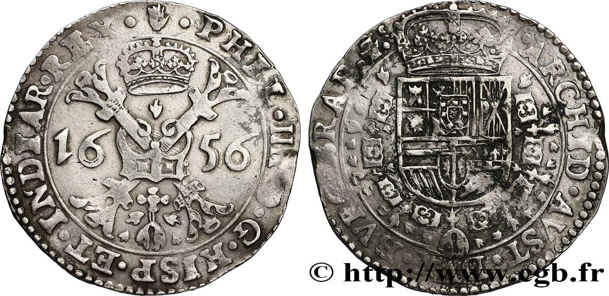 PAYS-BAS ESPAGNOLS - DUCHÉ DE BRABANT - PHILIPPE IV Demi-patagon 1656 Anvers TTB