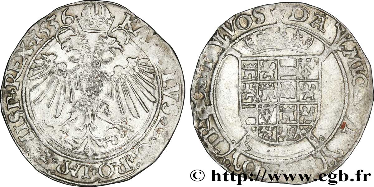 SPANISH NETHERLANDS - DUCHY OF BRABANT - CHARLES V  Quatre patards 1536 Anvers XF