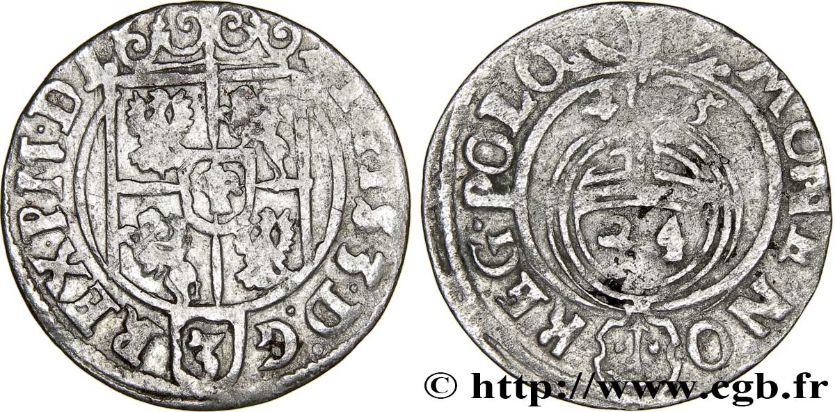 POLONIA - SIGISMONDO III VASA Vingt-quatrième de thaler ou poltorak koronny ou trois polker 1625 Cracovie q.BB