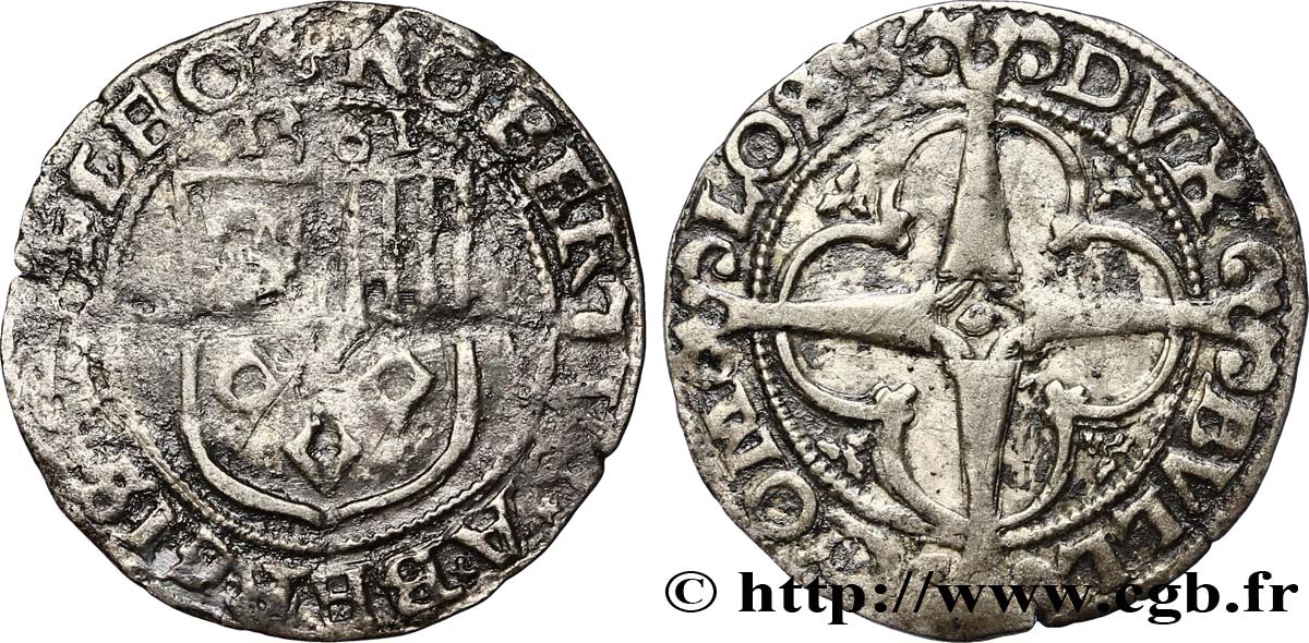LIEGE - BISHOPRIC OF LIEGE - ROBERT OF BERGHES Patard 1561 Liège ou Hasselt VF