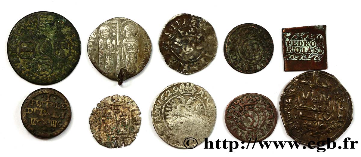LOTTE Dix monnaies royales étrangères, états et métaux divers n.d.  