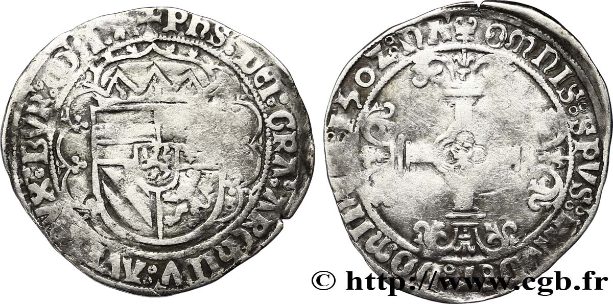 SPANISH LOW COUNTRIES - COUNTY OF FLANDRE - PHILIPPE LE BEAU Double patard 1502  VF