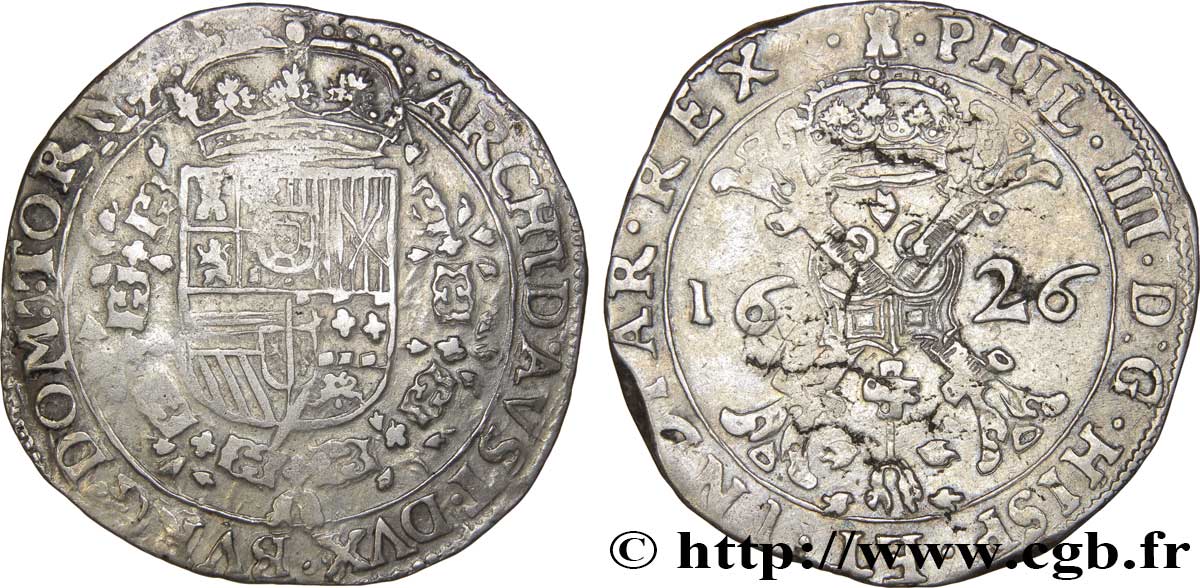 SPANISH LOW COUNTRIES - TOURNAISIS - PHILIPPE IV Patagon 1626 Tournai XF