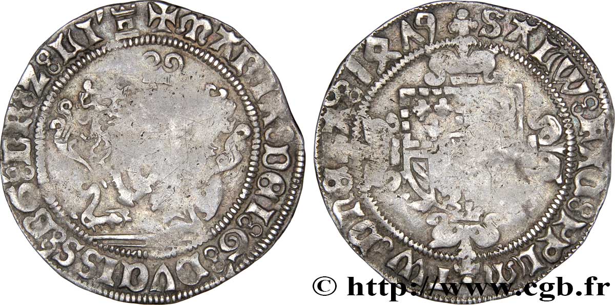 FLANDERS - COUNTY OF FLANDERS - LOUIS I OF CRÉCY - MARY OF BURGUNDY Double briquet 1479 Bruges XF