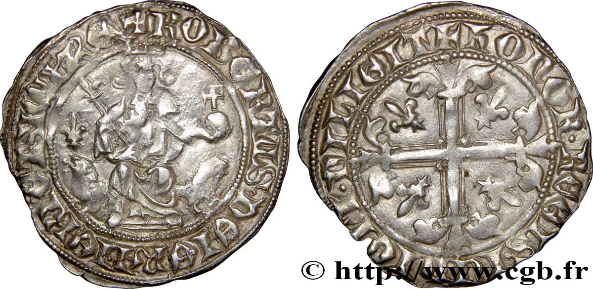 ITALY - KINGDOM OF NAPLES - ROBERT OF ANJOU Carlin d argent, gillat ou robert n.d. Naples XF