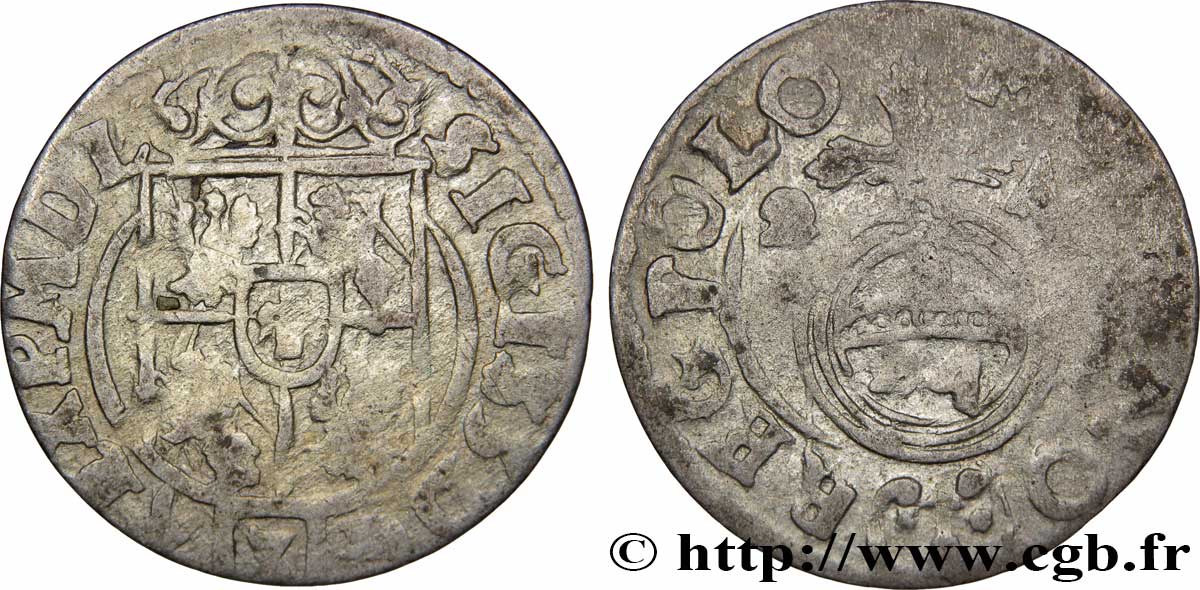 POLONIA - SIGISMUNDO III VASA Vingt-quatrième de thaler ou poltorak koronny ou trois polker 1624 Cracovie BC