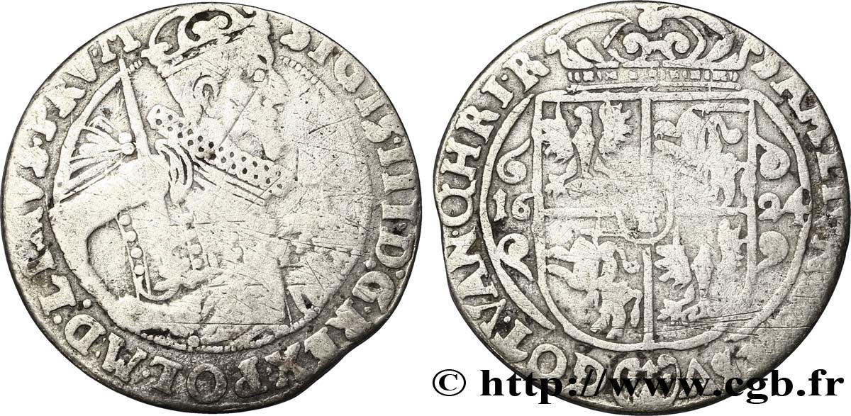 POLEN - SIGISMUND III. VASA Quart de thaler ou ort koronny 1624 Cracovie S