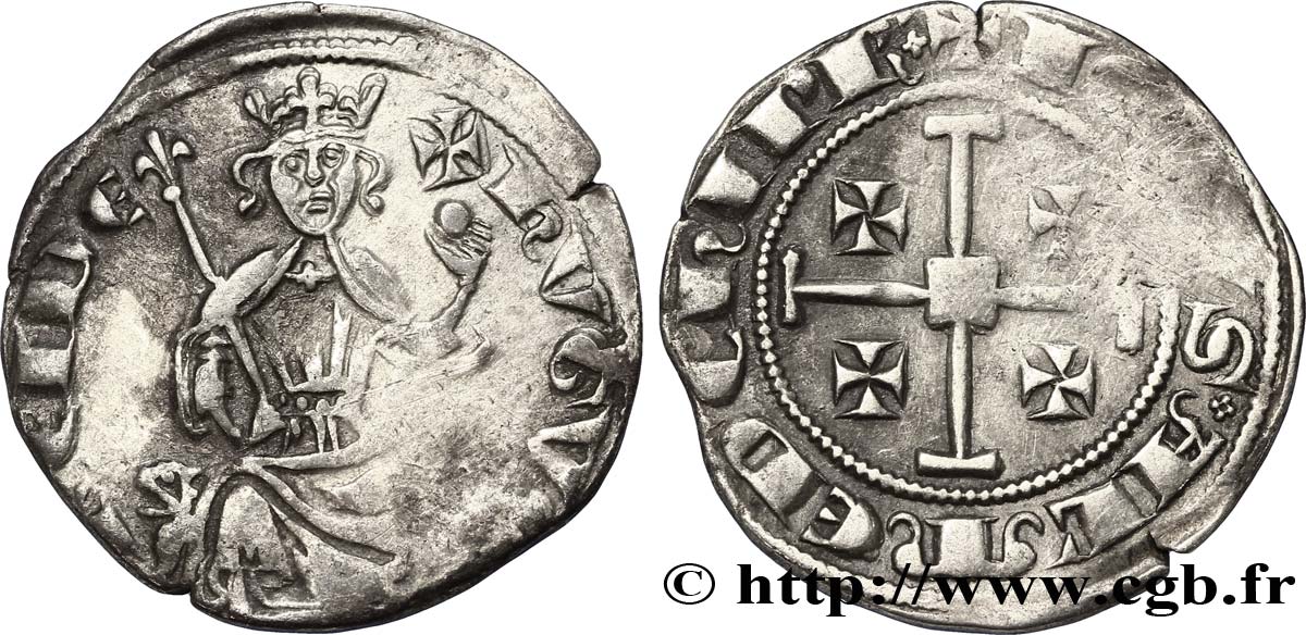 KINGDOM OF CYPRUS - HUGUES IV OF LUSIGNAN Gros n.d. Nicosie ou Famagouste VF
