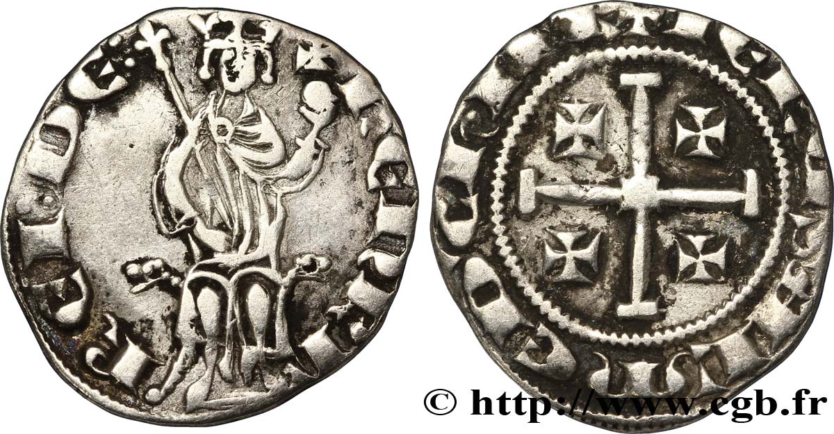 KINGDOM OF CYPRUS - HUGH IV OF LUSIGNAN Demi-gros n.d. Nicosie ou Famagouste VF