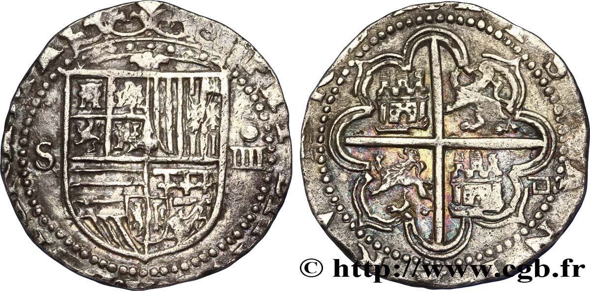 SPANISH AMERICA OR SPAIN - SPAIN (KINGDOM OF) - PHILIP II, III, IV OF SPAIN Quatre réaux n.d. Séville XF