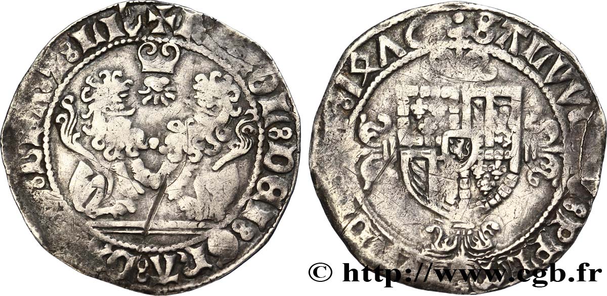 BURGUNDIAN NETHERLANDS - DUCHY OF BRABANT - CHARLES THE BOLD Double briquet 1476 Anvers XF