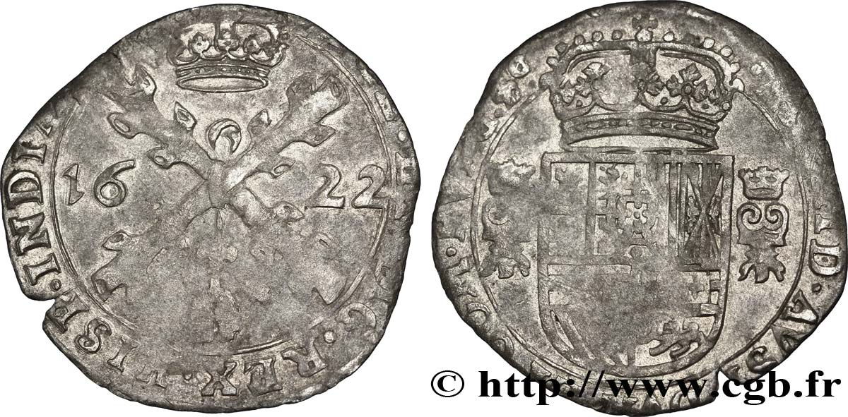 COUNTRY OF BURGUNDY - PHILIPPE IV OF SPAIN Trente-deuxième de patagon ou gros 1622 Dôle BC