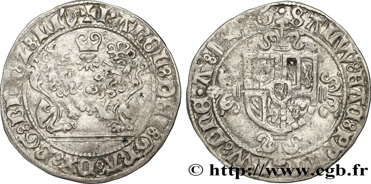 BURGUNDIAN NETHERLANDS - DUCHY OF BRABANT - CHARLES THE BOLD Double briquet 1476 Anvers XF