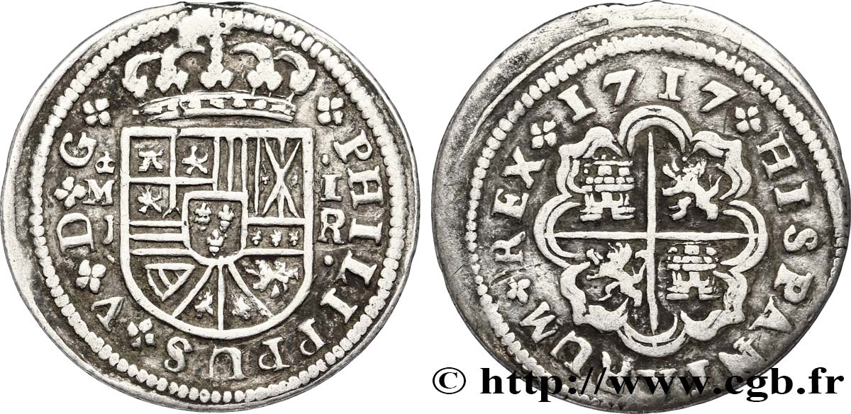 SPAIN - KINGDOM OF SPAIN - PHILIP V OF BOURBON Réal 1717 Madrid XF