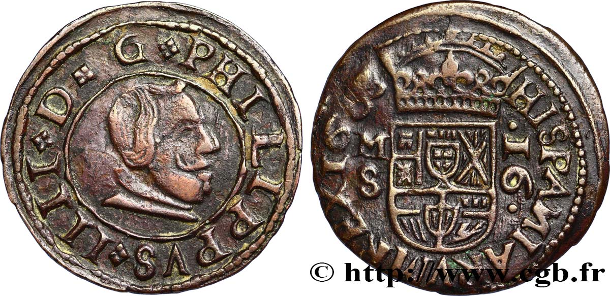ESPAGNE - ROYAUME D ESPAGNE - PHILIPPE IV 16 Maravedis 1663 ? Séville TTB